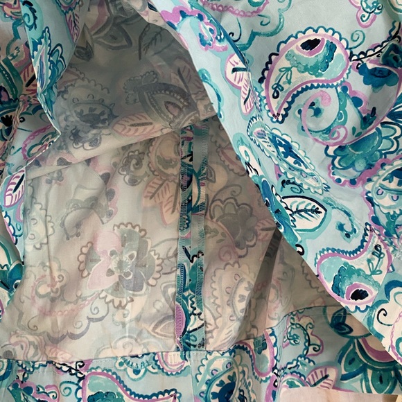 2PC Talbots Skirt & Top Lilac Purple Blue Aqua Paisley Floral size 14W - Picture 8 of 13
